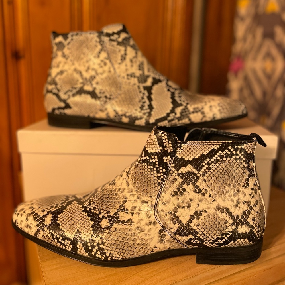 Vegan leather snakeskin boots